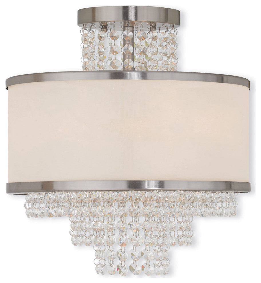 Livex 50794-91 3-Light Brushed Nickel Ceiling Mount, Brushed Nickel