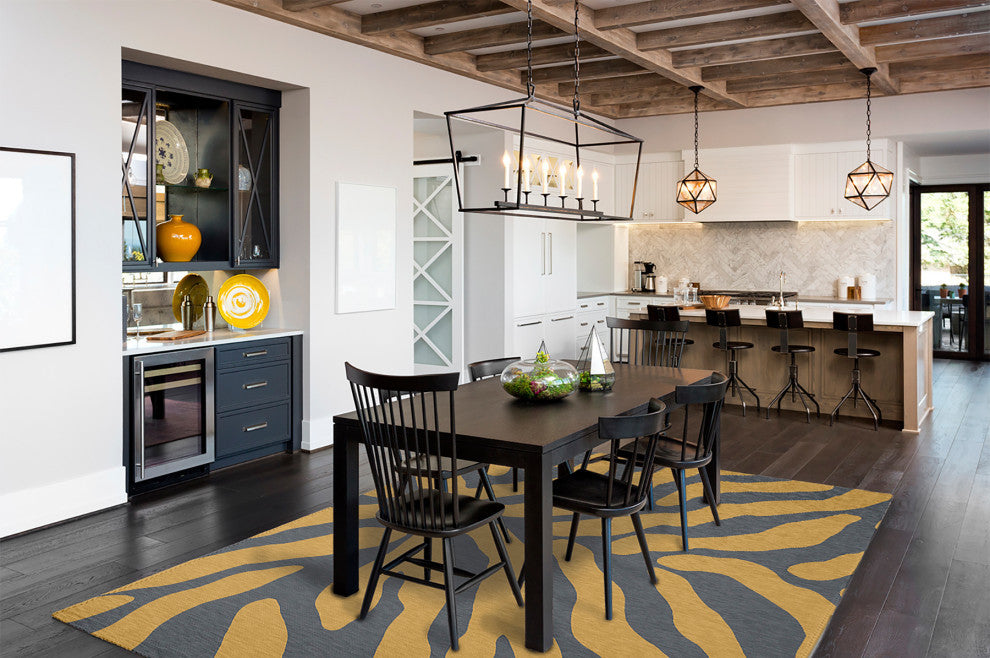 Animal Stripe Fall Design Chenille Area Rug, Gray, 8'x10'