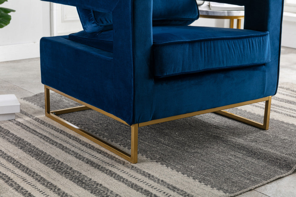 Adadon Velvet Upholstered Armchair - Navy Blue