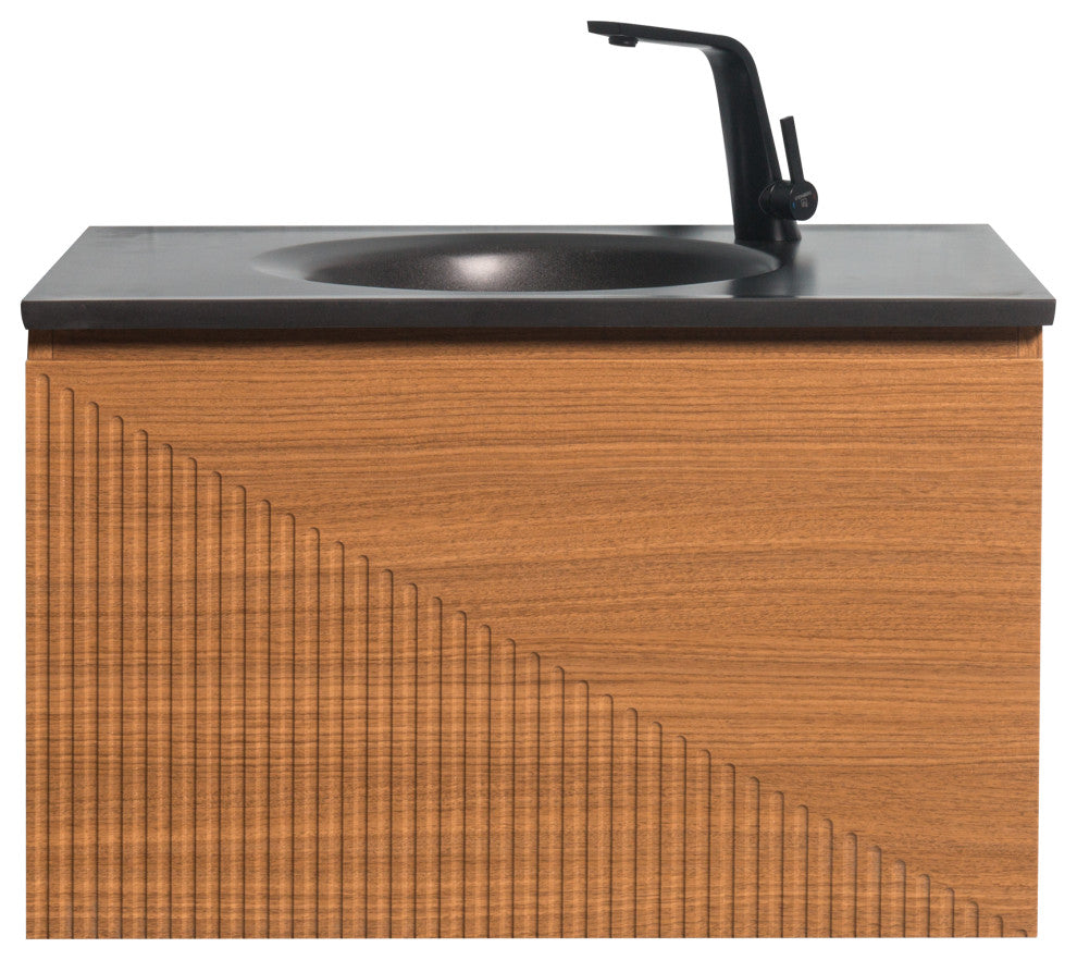 Simon  Wall Mount Vanity With Integrated black Sink, 30"