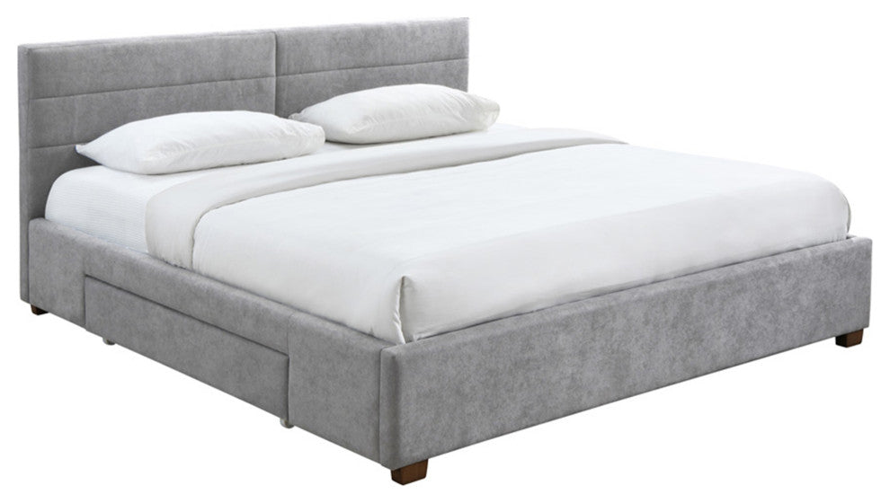 King Upholstered Platform Bed With Storage