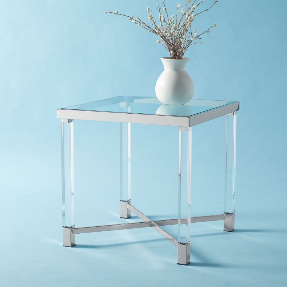 Safavieh Couture Shawna Acrylic End Table, Silver