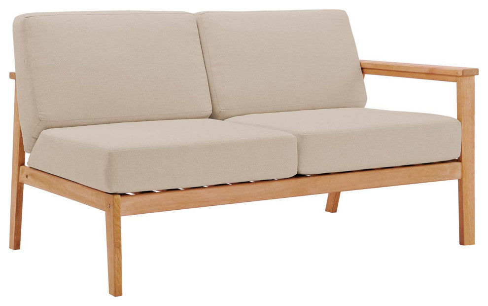 Sedona Outdoor Patio Eucalyptus Wood Left-Facing Loveseat - Natural Taupe