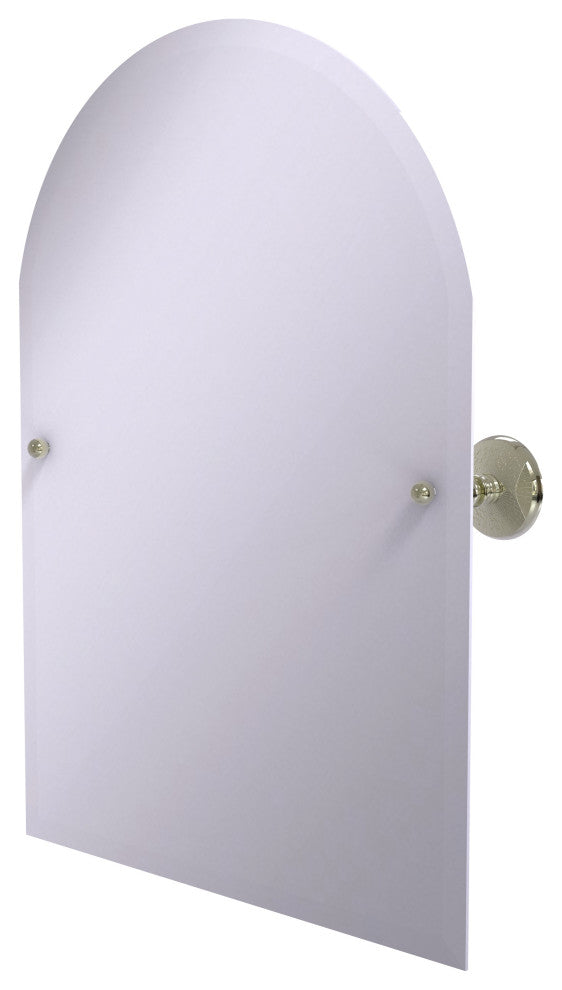 Frameless Arched Top Beveled Edge Tilt Mirror, Polished Nickel