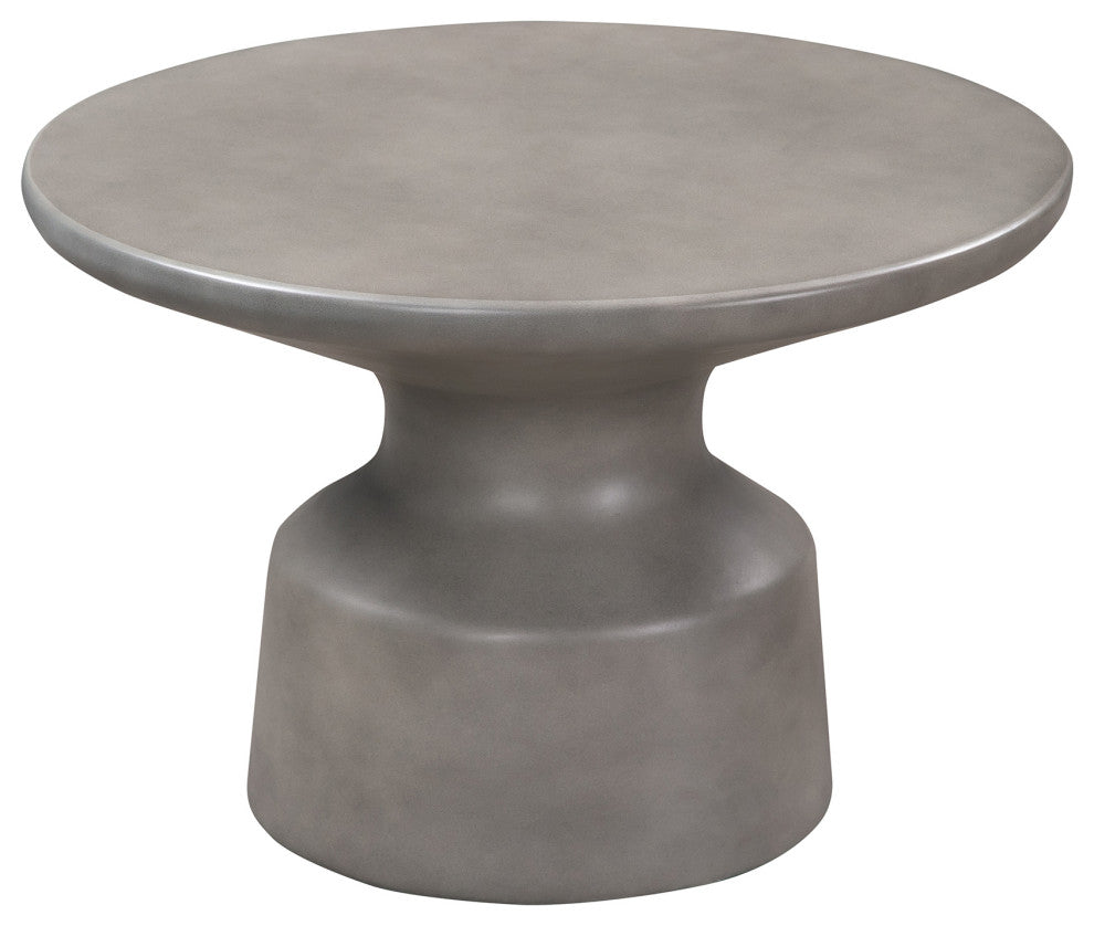 Sephie Round Pedastal Coffee Table, Gray Concrete