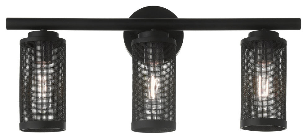 Livex Lighting Industro 3 Light Black With Brushed Nickel Accents Vanity Sconce