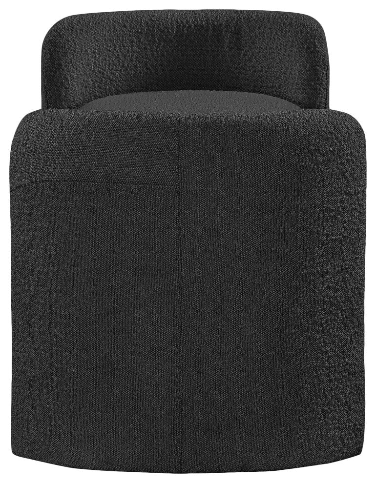 Peyton Boucle Fabric Upholstered Bench, Black