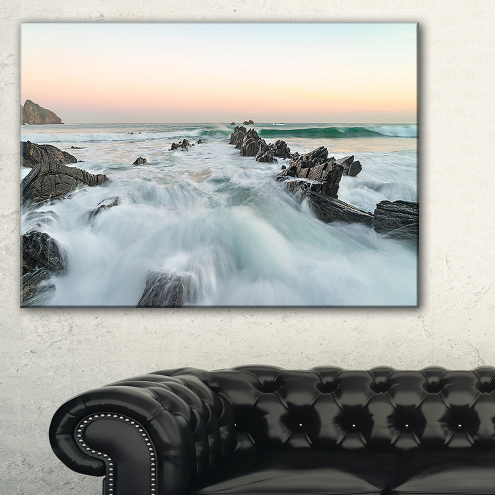 "Bay of Biscay Sunrise Waves" Extra Large Wall Art Landscape, 1 Panel, 60"x28"