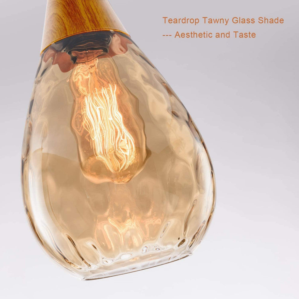 Simplicity Pendant Light, Teardrop Glass Shade, Contemporary Hanging Lamp