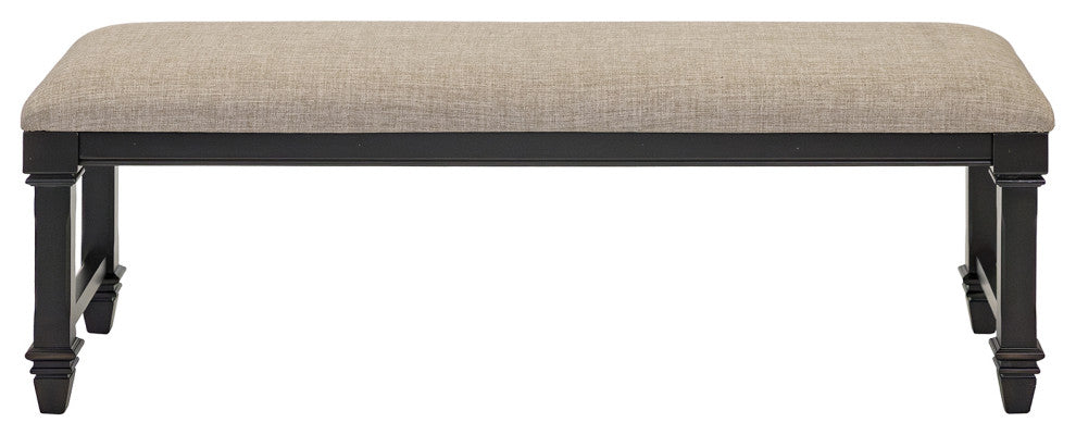 Traditional Wood Dining Table Bench, Kitchen Seat, Black