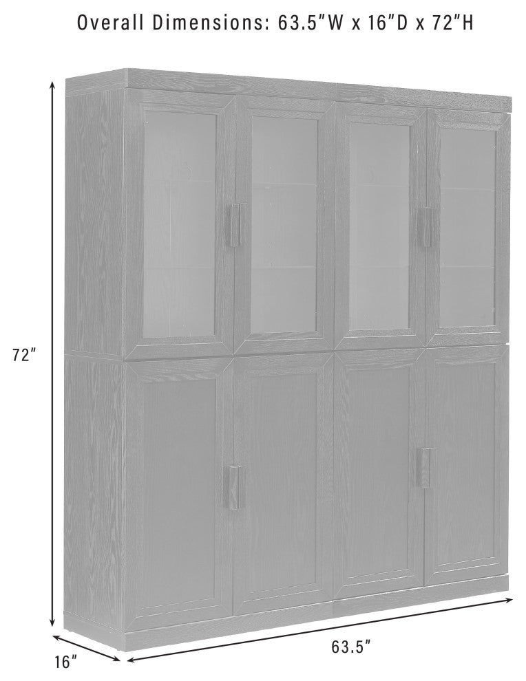 Essen 2Pc Pantry Storage Cabinet WithGlass Door Hutch Set, 2 Pantries