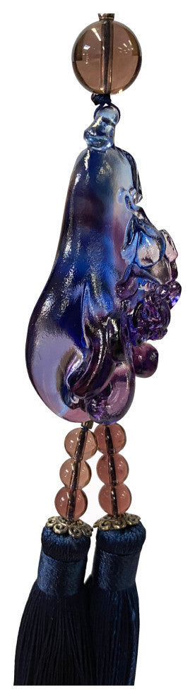 Crystal Glass Fengshui Fortune Purple Pixiu Fruit Pendant Decor Tassel, Hws2195