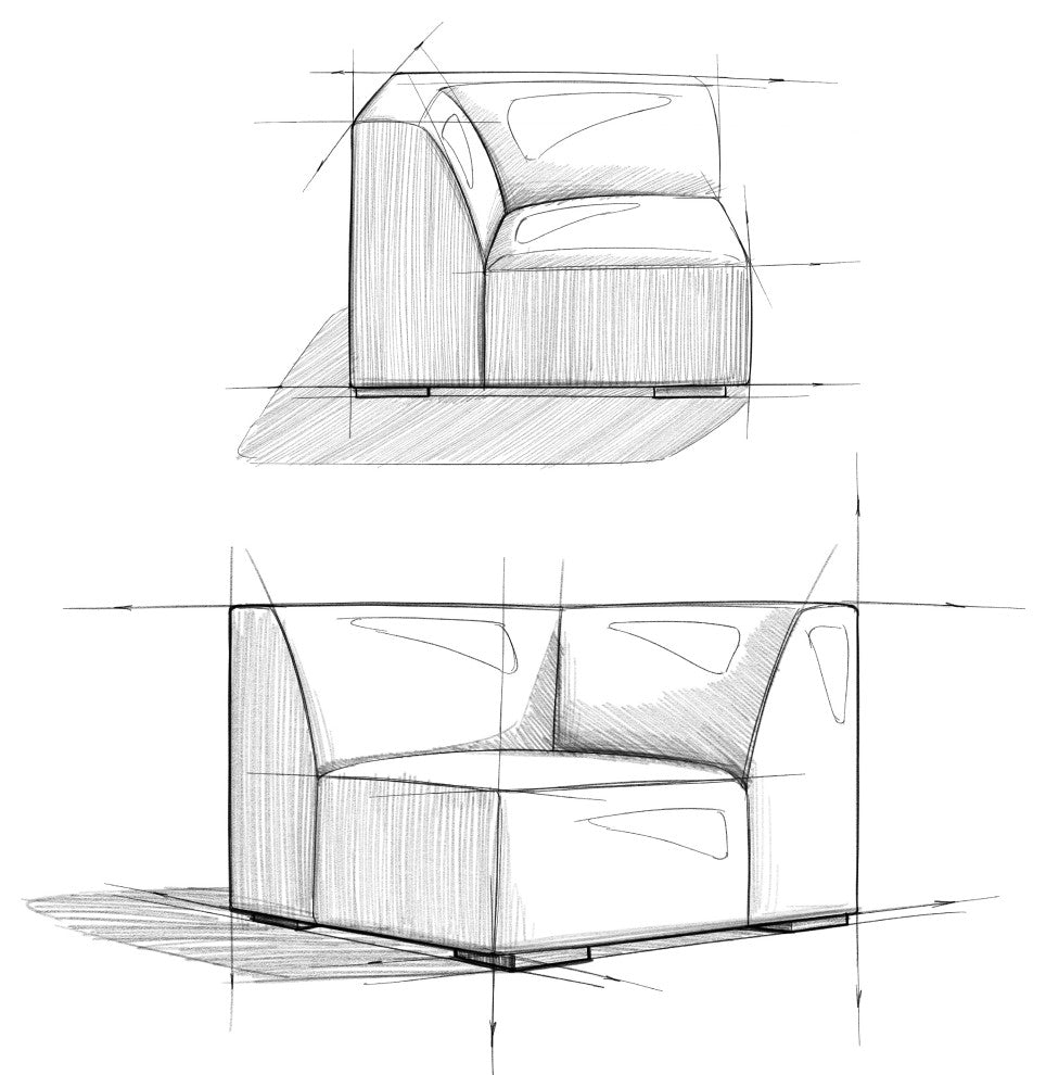 Rex Corner Sofa Module in Tightly Woven Performance Fabric