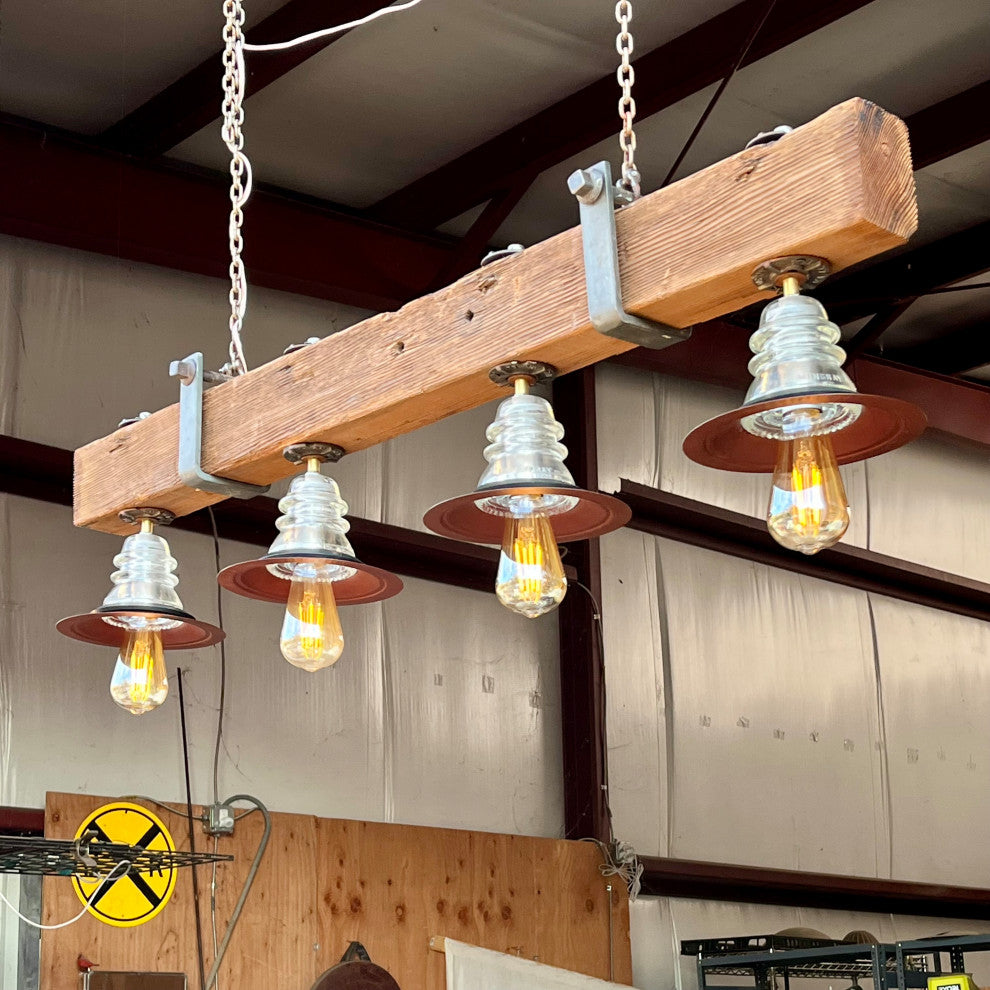 Utility Pole Crossarm Beam Chandelier Insulator Edison Bulb