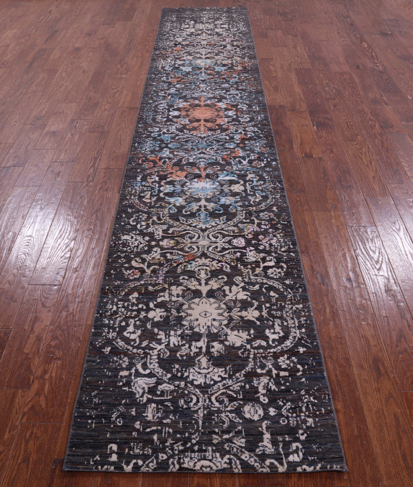 Runner Modern Wool and Silk Handmade Rug 2' 6" X 14' 0" Q11837