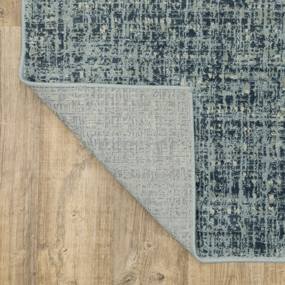 Bastian Etched Striped Teal/ Grey Indoor Area Rug, Blue, 1'10"x7'3"