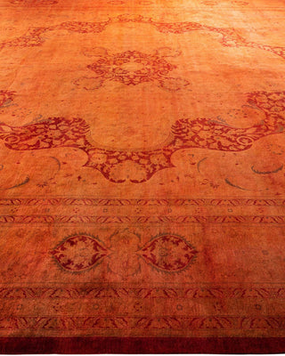 Overdyed, One-of-a-Kind Hand-Knotted Area Rug Orange, 12'4"x16'10"