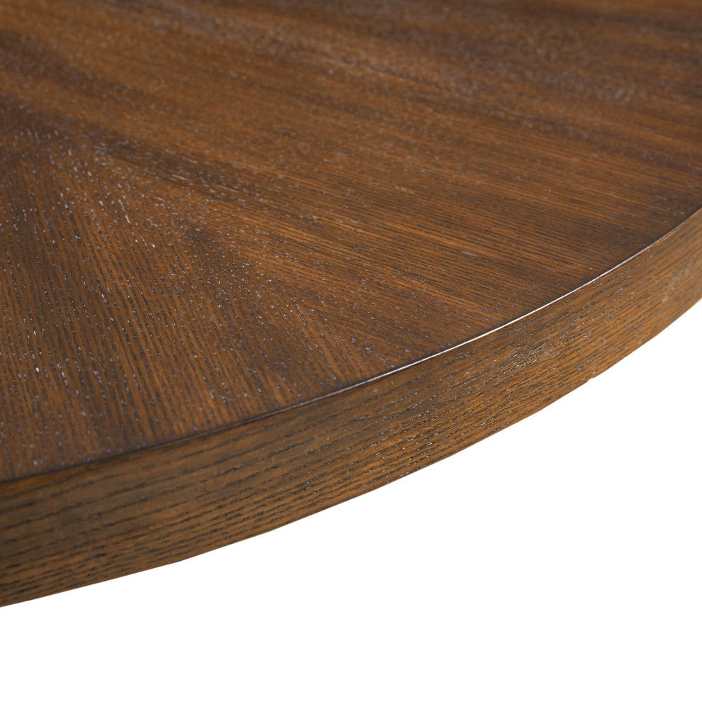 Martha Stewart Sadie Mid-Century Round Wood Coffee Table, Brown
