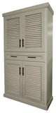 Coastal Solid Wood Kitchen Pantry Cabinet With Shutter Doors, Soft White