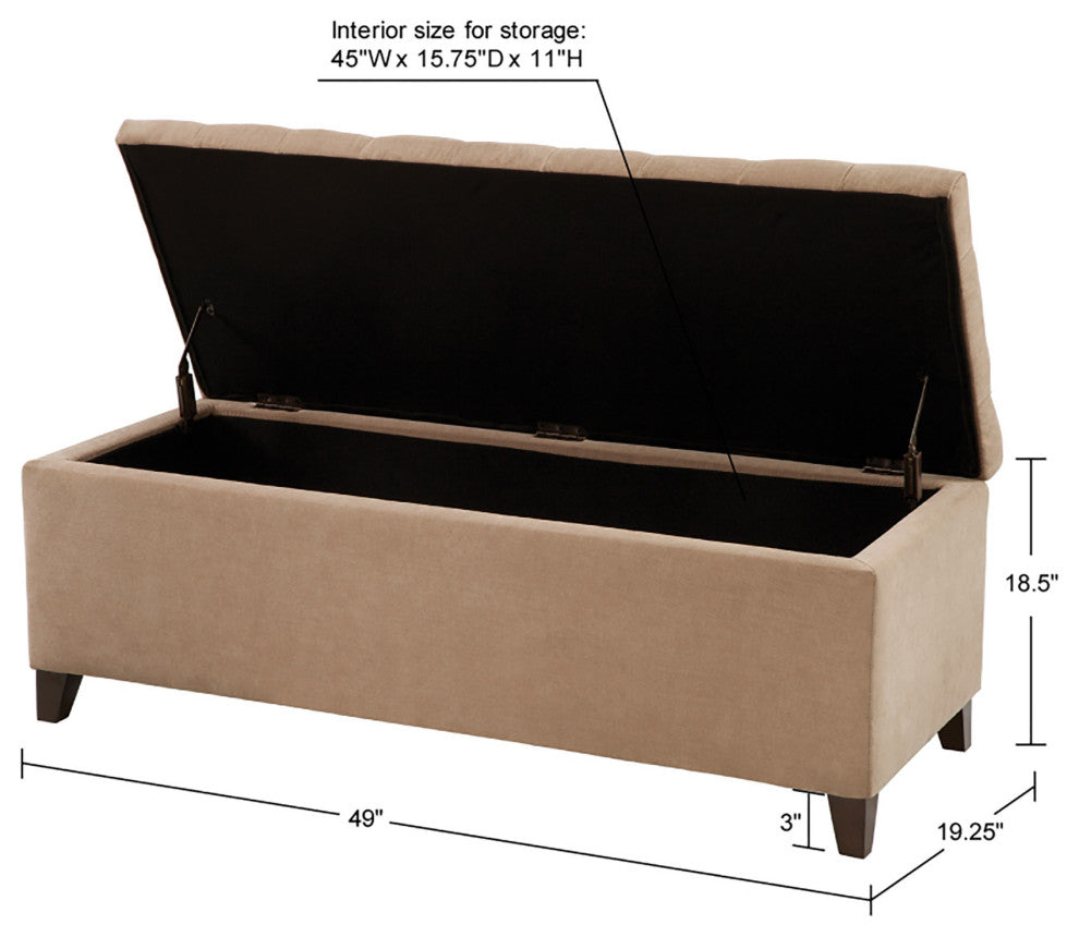 Madison Park Shandra Upholstered Soft Close Storage Bench, Sand Taupe