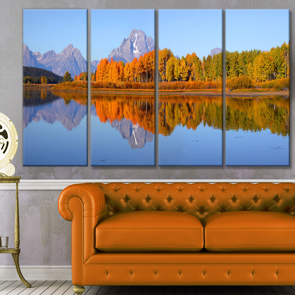 Grand Tetons Panorama, Large Landscape Canvas Art Print, 48"x28", 4 Panels