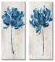 Vivid Blue Abstract Flowers Rustic Florals Neutral Beige,10 x 24