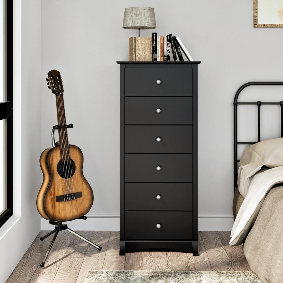 Prepac Sonoma 6 Drawer Chest in Black Finish
