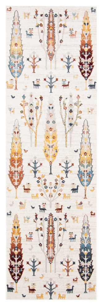 Aqua Pine Area Rug, Ivory, 2'6"x8'