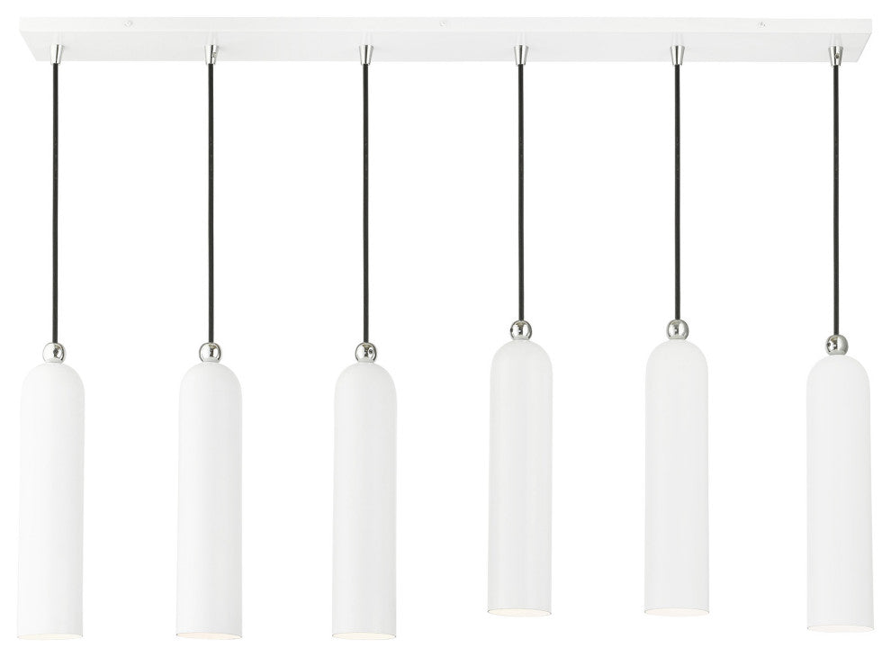 Shiny White Finish Mid Century Modern, Urban, Scandinavian Linear Pendant