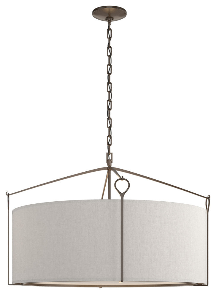 Bow Large Pendant, Bronze Finish, Flax Shade