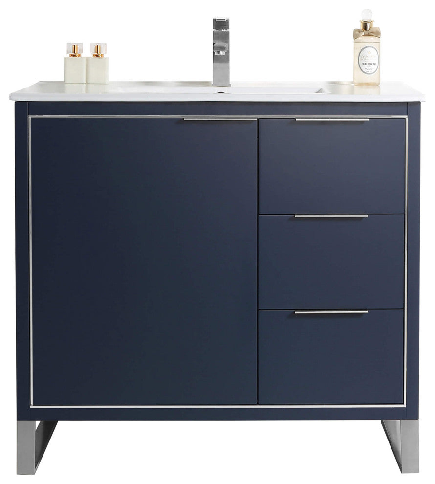 Fine Fixtures Opulence Collection Bathroom Vanity with White Ceramic Sink