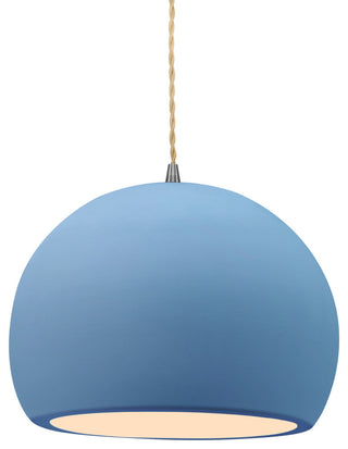 Radiance Medium Globe Pendant, Sky Blue Frame, Brushed Nickel, LED, Cord