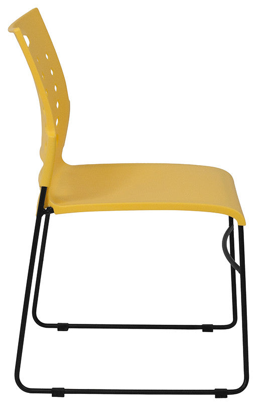 Hercules Series Capacity Sled Base Stack Chair With Air Vent Back, Yellow