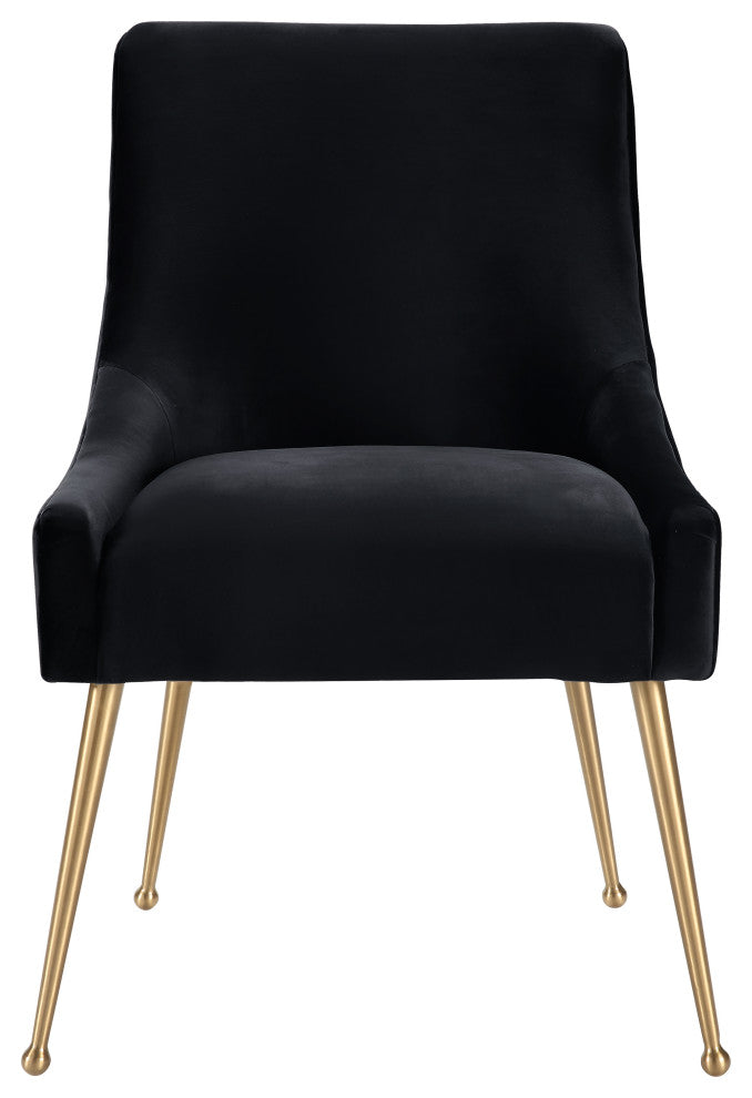 Beatrix Black Velvet Side Chair - Black