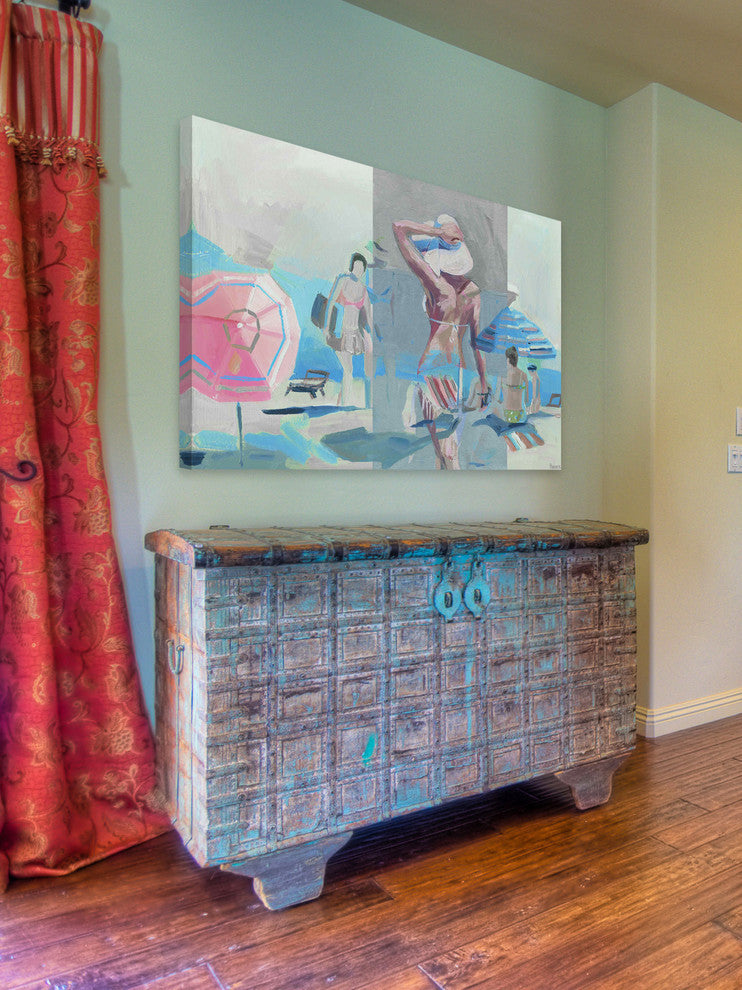 "Striped Bikini" Painting Print on Wrapped Canvas, 60"x40"