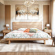 Gia Acacia Wood Panel Bed, Light Brown, Queen