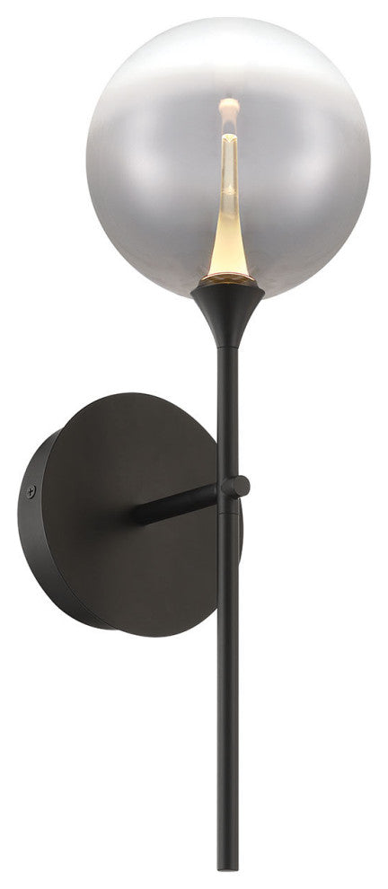 Iissa, Wall Sconce, 19", Matte Black, Smoked Glass