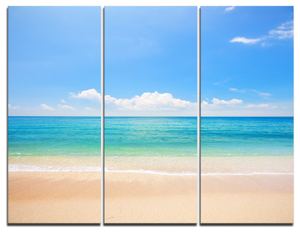 "Cloudy Horizon Over Beach" Photo Canvas Print, 3 Panels, 36"x28"