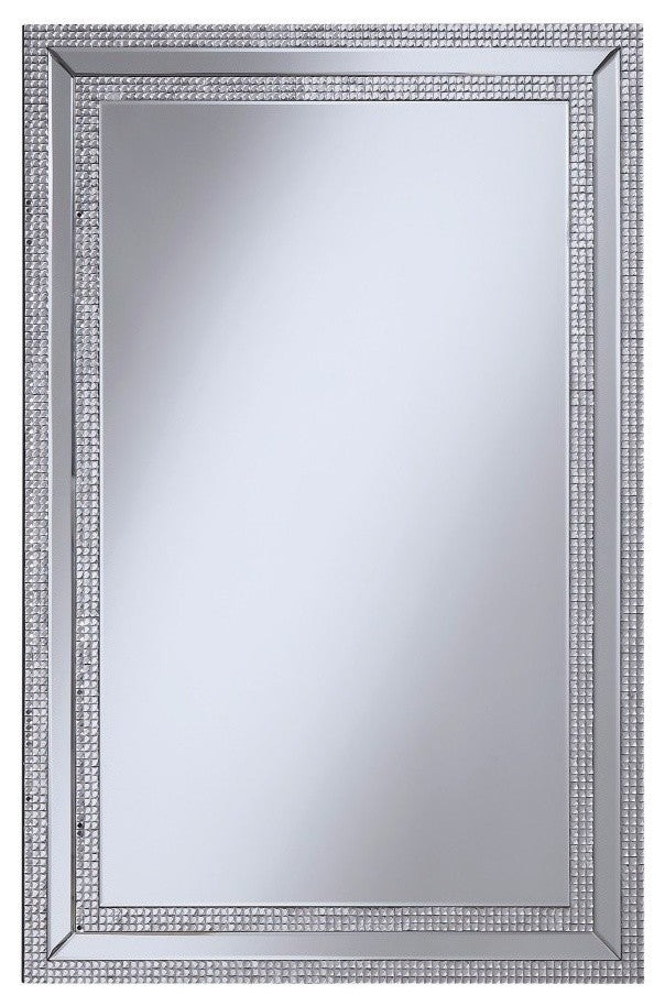 Wall Mirror With Jeweled Frame, Silver