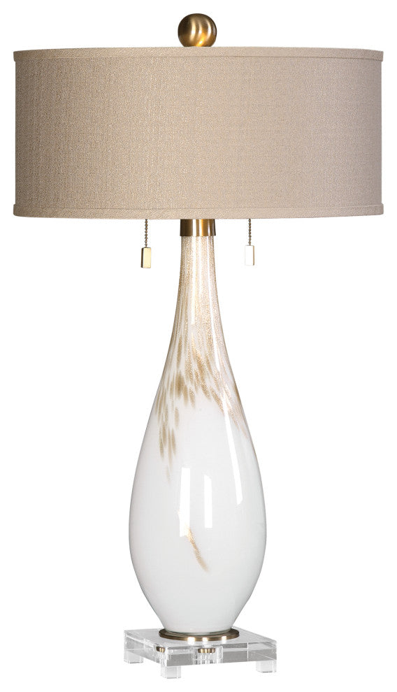 Uttermost Cardoni White Glass Table Lamp