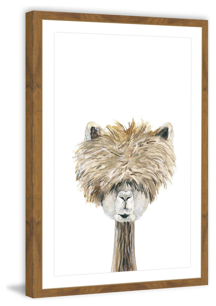 "Bushy Haired Llama" Framed Painting Print, 16"x24"