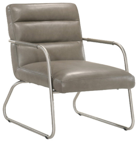 Spencer Genuine Italian Leather Lounge Accent Chair, Gray