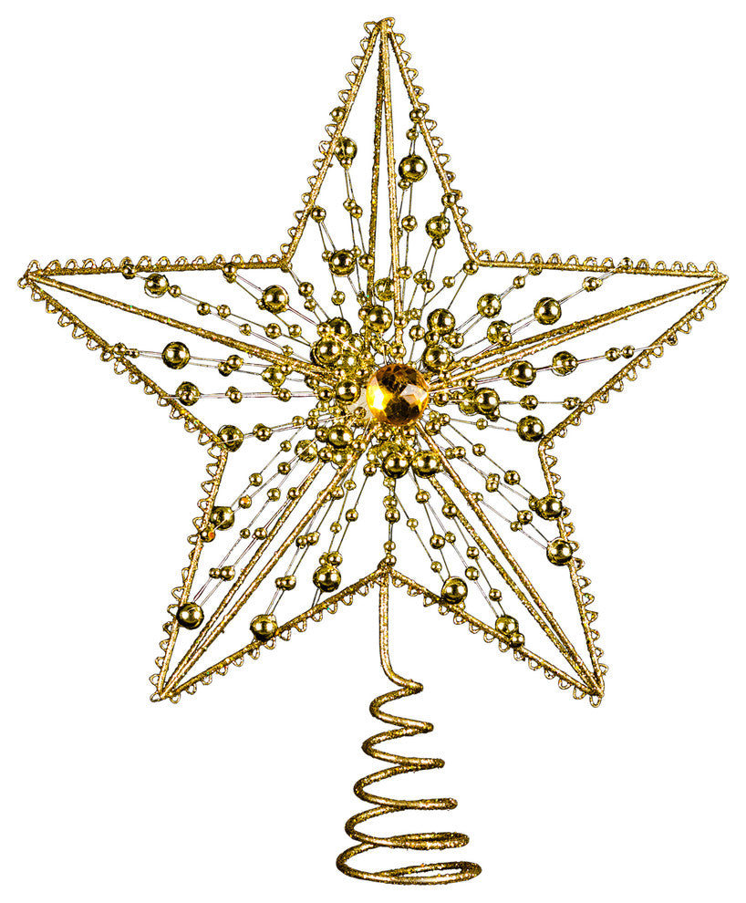 8" Gold Jeweled Metal Star Tree Topper