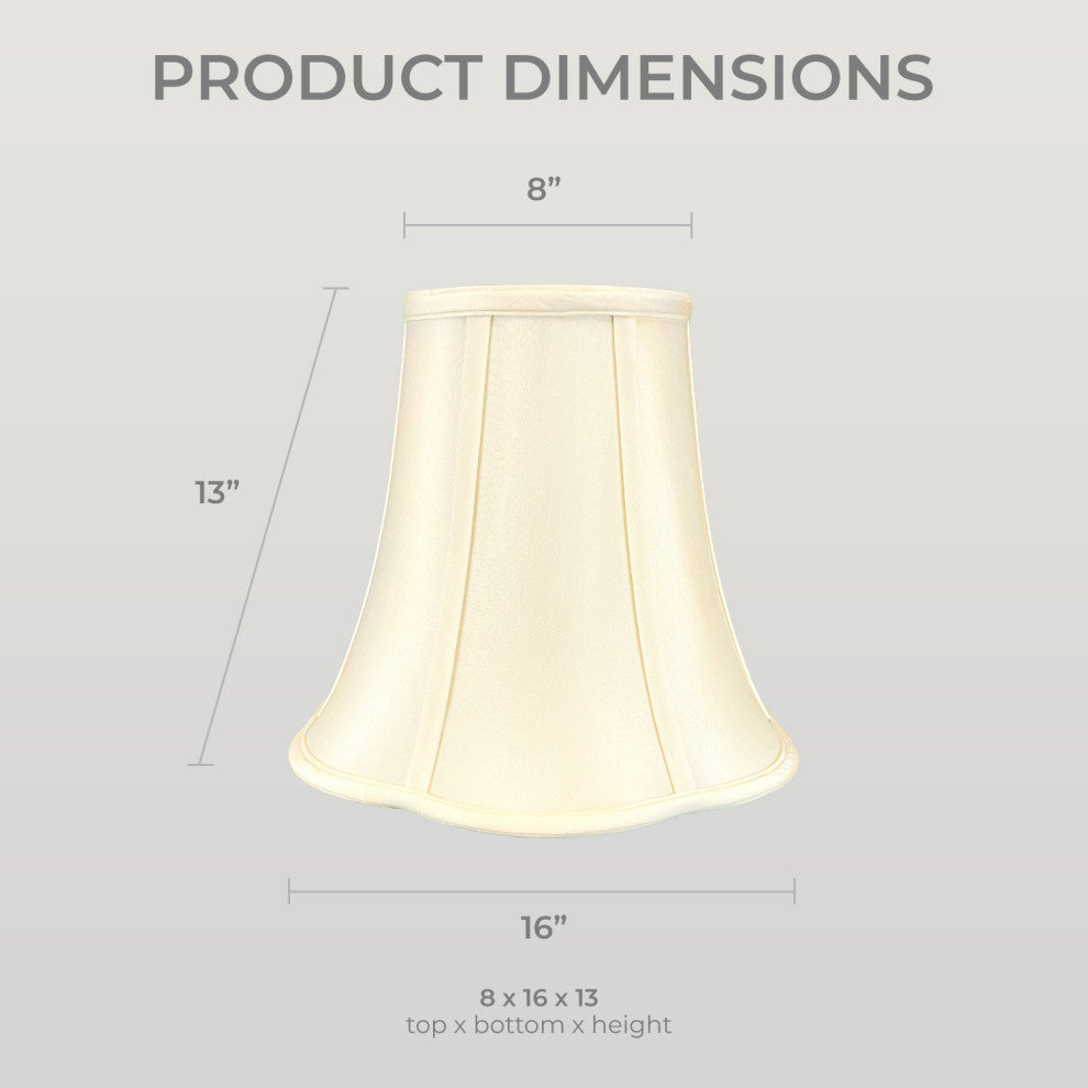 Royal Designs Bottom Scalloped Bell Lamp Shade, Eggshell, 8x16x13, Set of 2