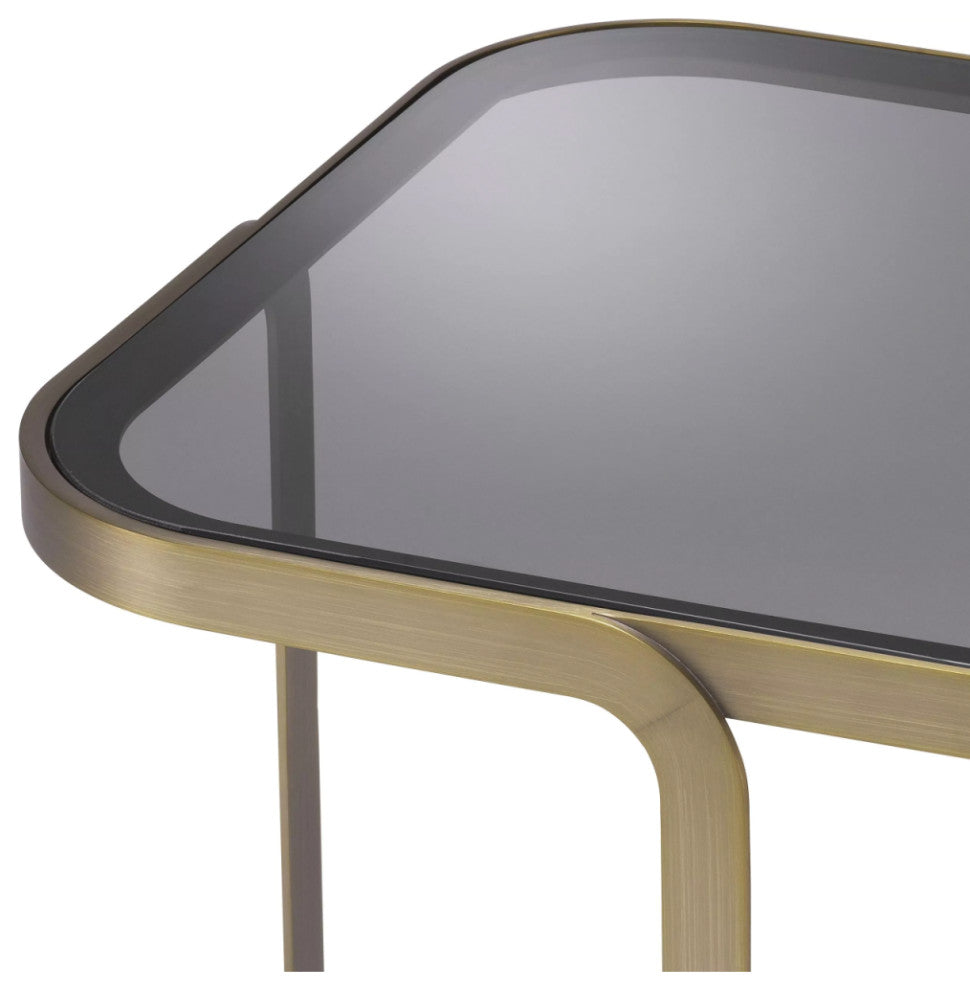 Architectural Brass Framed Side Table | Eichholtz Numa