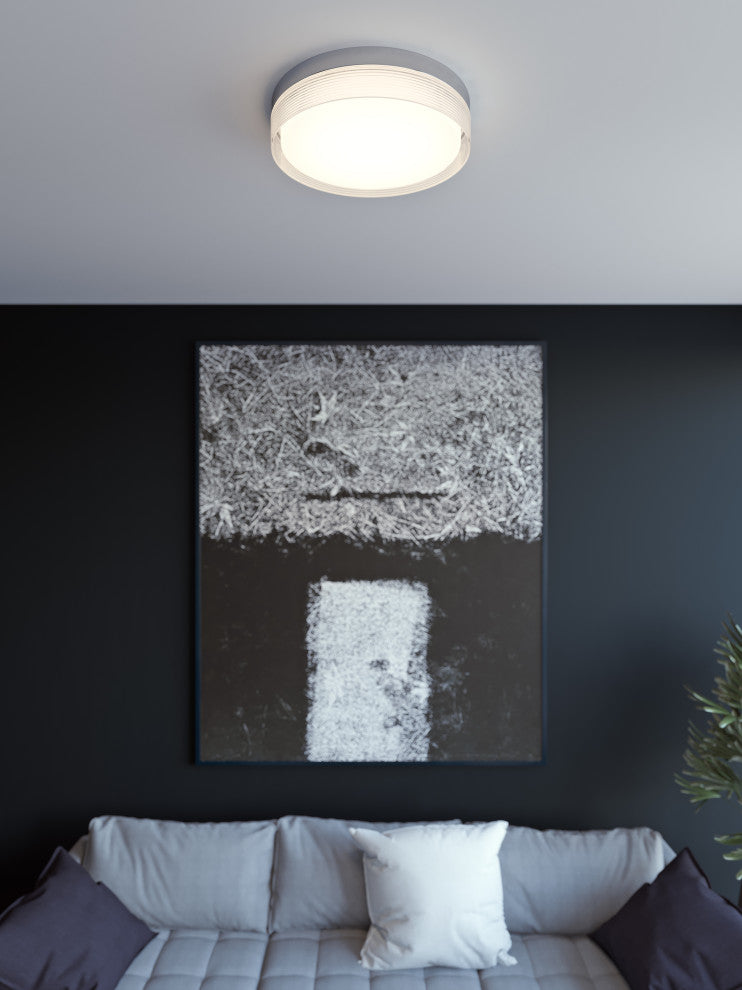 Tribeca 12" LED Flushmount, 20W 120V, Satin Nickel