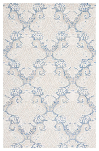 Safavieh Micro-Loop Mlp539M Damask Rug, Blue and Ivory, 8'0"x10'0"