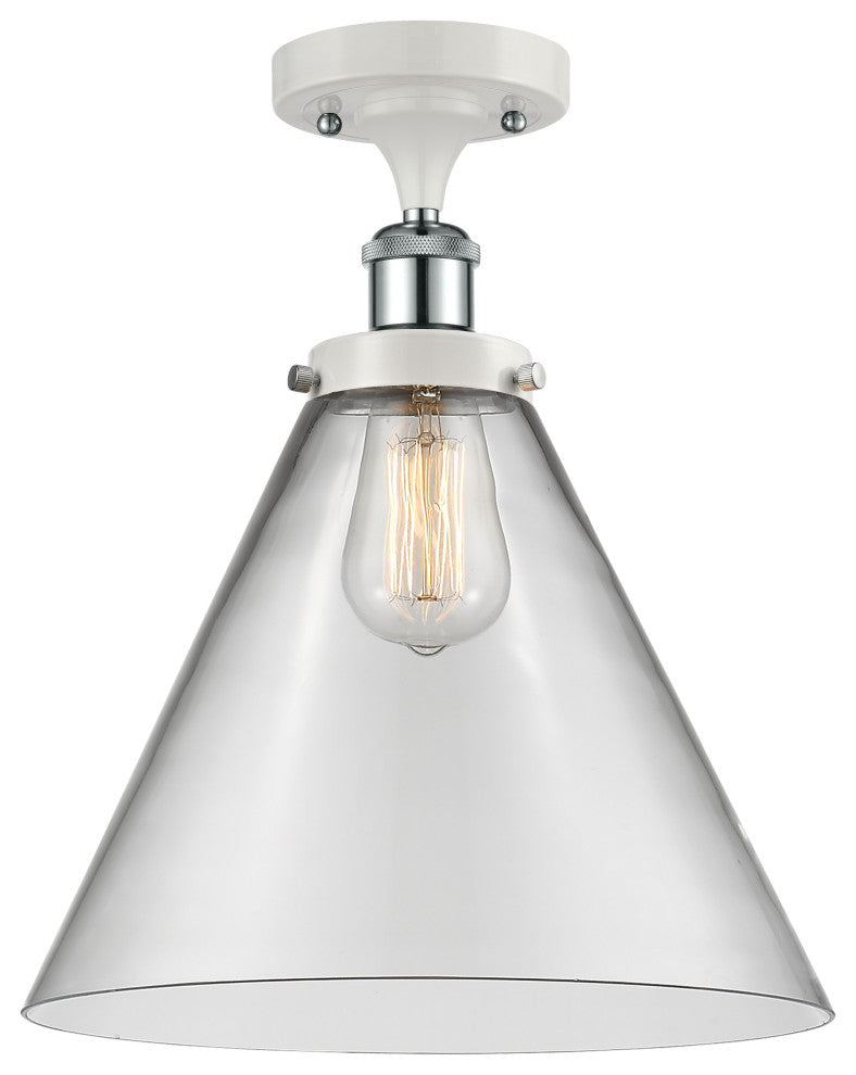 Innovations 916-1C-WPC-G42-L 1-Light Semi-Flush Mount, White, Polished Chrome