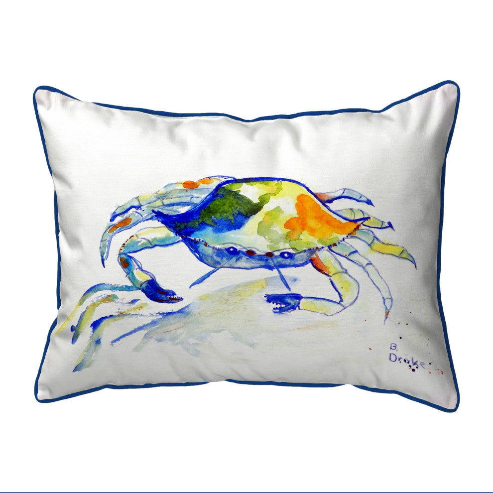 Betsy Drake Yellow Crab Large Indoor/Outdoor Pillow 16x20