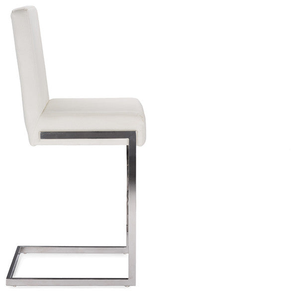 Toulan White Faux Leather Upholstered Stainless Steel Barstool, Set of 2